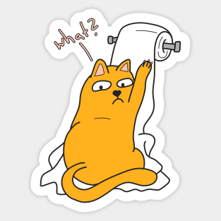 Funny Cat with Toilet Paper Sticker